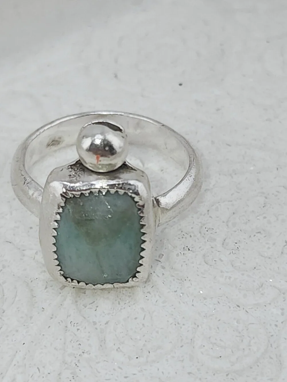 EMERALD GENUINE GEM HANDMADE RING IN STERLING SILVER SIZE 8